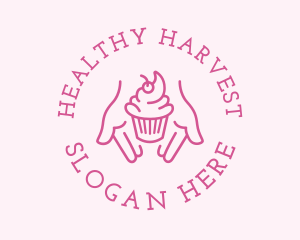 Pink Cupcake Hands logo design