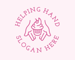 Pink Cupcake Hands logo design