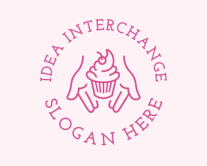 Pink Cupcake Hands logo design