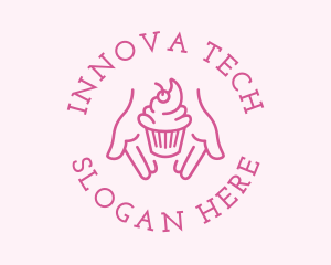 Pink Cupcake Hands logo design