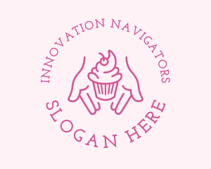 Pink Cupcake Hands logo design