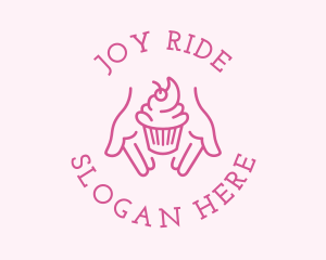 Pink Cupcake Hands logo design