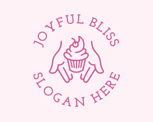 Pink Cupcake Hands logo design