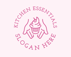 Pink Cupcake Hands logo design