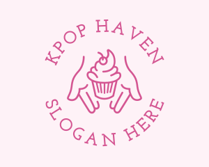 Pink Cupcake Hands logo design