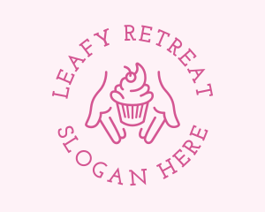 Pink Cupcake Hands logo design