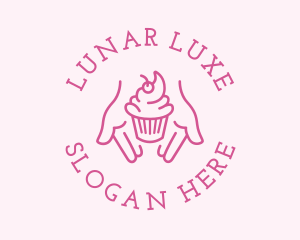 Pink Cupcake Hands logo design