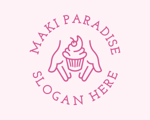 Pink Cupcake Hands logo design