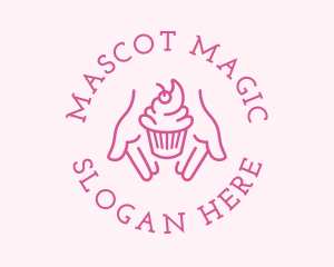 Pink Cupcake Hands logo design