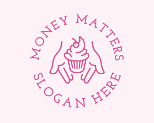 Pink Cupcake Hands logo design