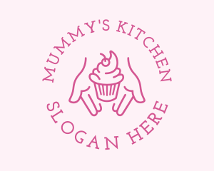 Pink Cupcake Hands logo design