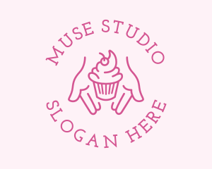 Pink Cupcake Hands logo design