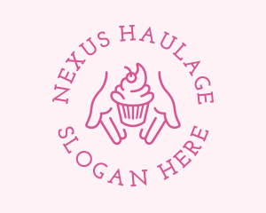 Pink Cupcake Hands logo design