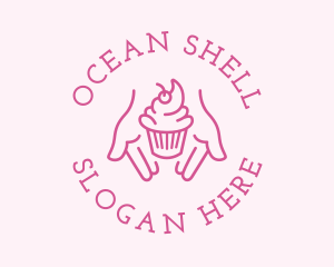 Pink Cupcake Hands logo design