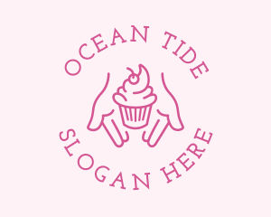 Pink Cupcake Hands logo design