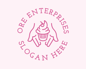 Pink Cupcake Hands logo design