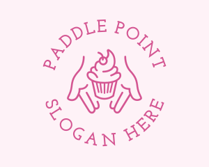 Pink Cupcake Hands logo design