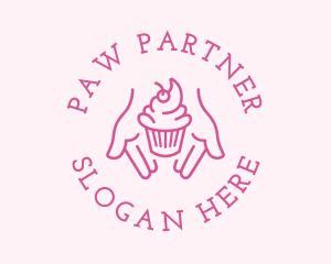 Pink Cupcake Hands logo design