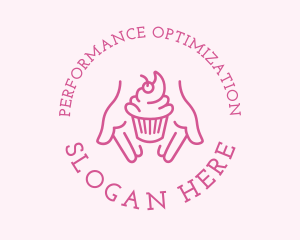 Pink Cupcake Hands logo design