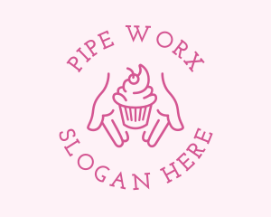 Pink Cupcake Hands logo design