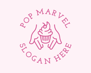 Pink Cupcake Hands logo design