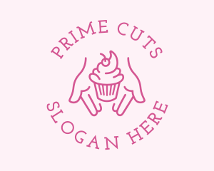 Pink Cupcake Hands logo design