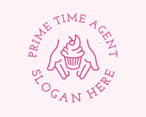 Pink Cupcake Hands logo design