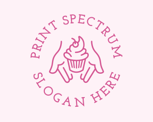 Pink Cupcake Hands logo design