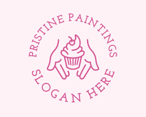 Pink Cupcake Hands logo design