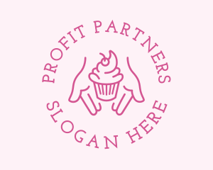 Pink Cupcake Hands logo design