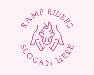 Pink Cupcake Hands logo design