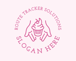 Pink Cupcake Hands logo design