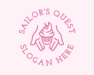 Pink Cupcake Hands logo design