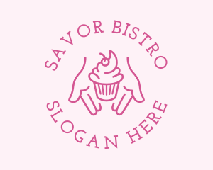 Pink Cupcake Hands logo design