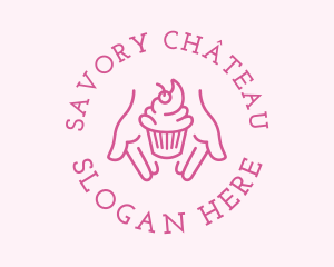 Pink Cupcake Hands logo design