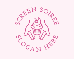 Pink Cupcake Hands logo design