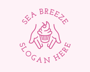 Pink Cupcake Hands logo design