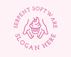 Pink Cupcake Hands logo design