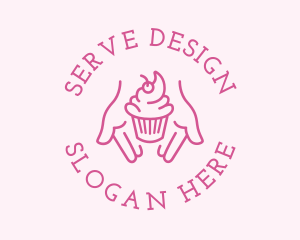 Pink Cupcake Hands logo design