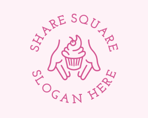 Pink Cupcake Hands logo design