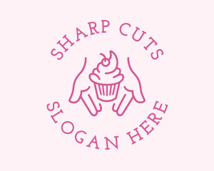 Pink Cupcake Hands logo design