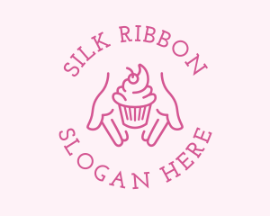 Pink Cupcake Hands logo design