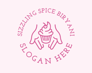 Pink Cupcake Hands logo design