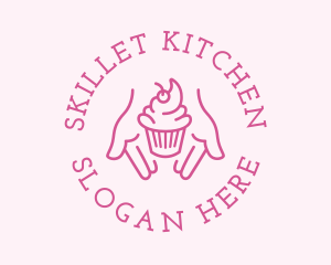 Pink Cupcake Hands logo design