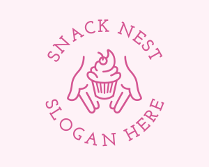 Pink Cupcake Hands logo design