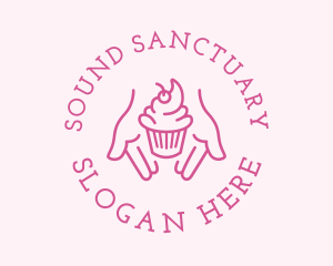 Pink Cupcake Hands logo design