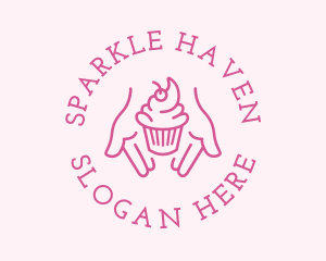 Pink Cupcake Hands logo design