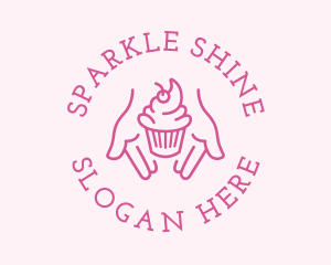 Pink Cupcake Hands logo design