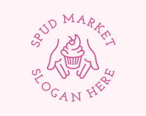 Pink Cupcake Hands logo design