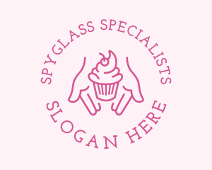 Pink Cupcake Hands logo design